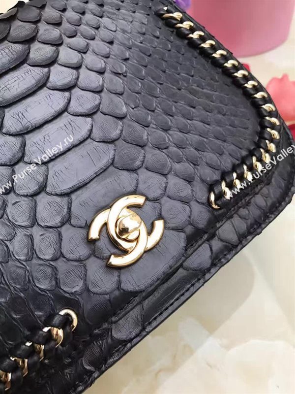 Chanel A98774 python small black handbag clutch bag 6155