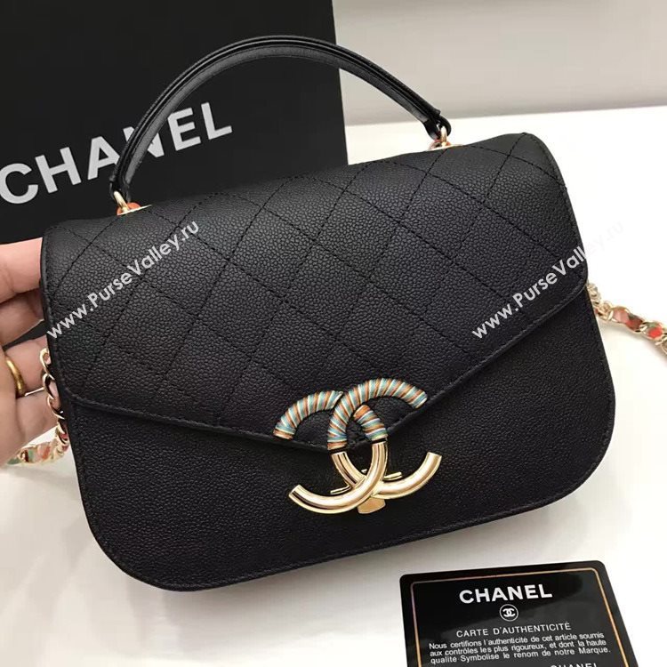 Chanel A93622 caviar lambskin black handbag tote bag 6157