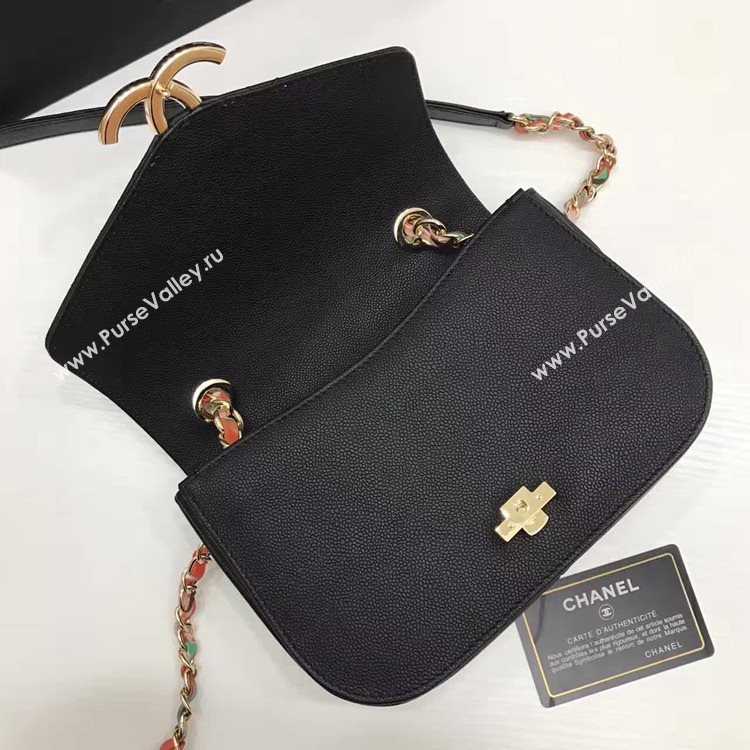 Chanel A93622 caviar lambskin black handbag tote bag 6157