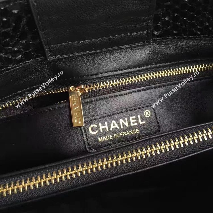 Chanel A69930 python black tote handbag shoulder bag 6158