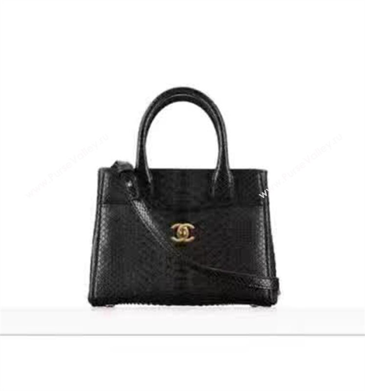 Chanel A69930 python black tote handbag shoulder bag 6158