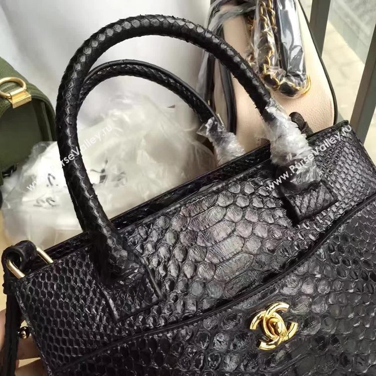 Chanel A69930 python black tote handbag shoulder bag 6158