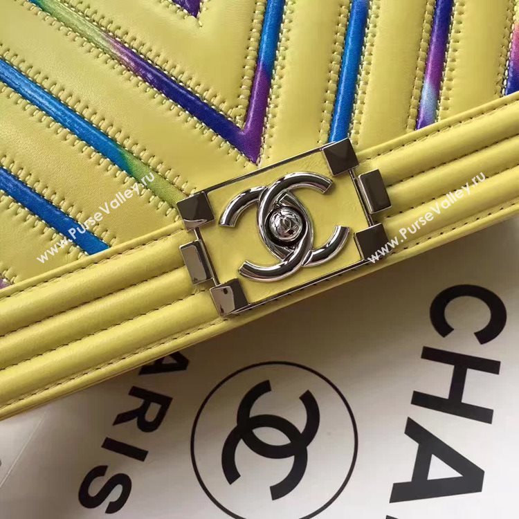 Chanel A67086 lambskin le boy handbag yellow bag 6161