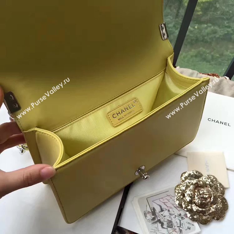 Chanel A67086 lambskin le boy handbag yellow bag 6161