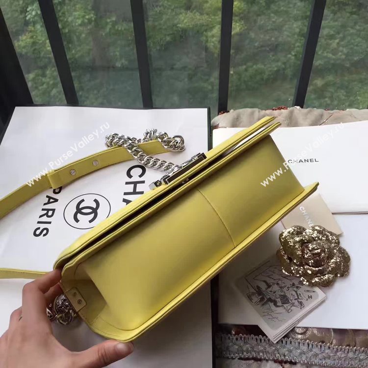 Chanel A67086 lambskin le boy handbag yellow bag 6161