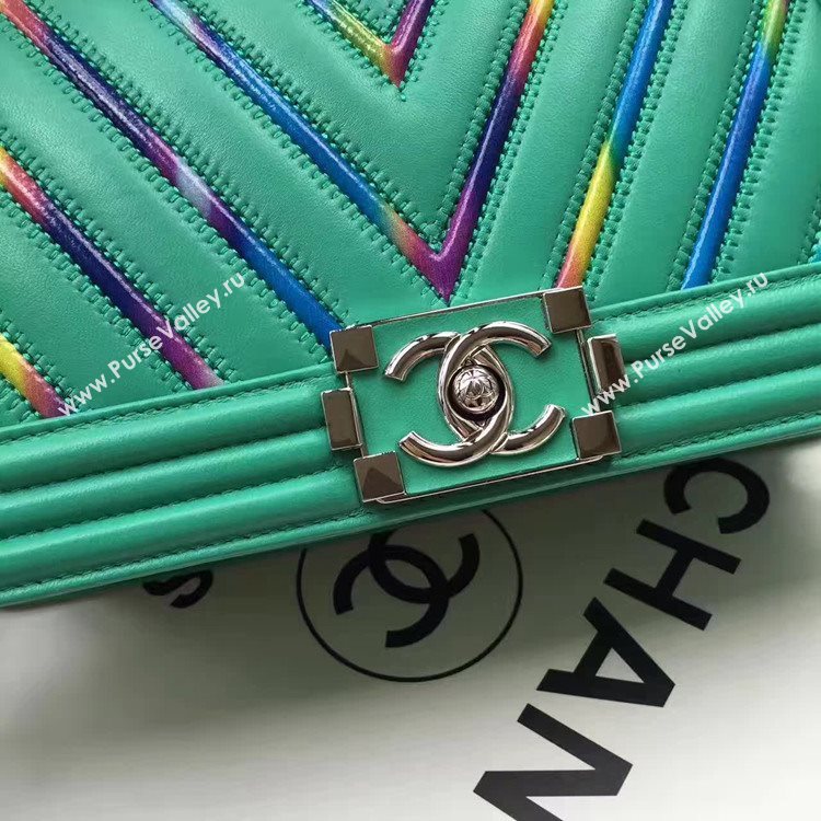 Chanel A67086 lambskin le boy handbag green bag 6162