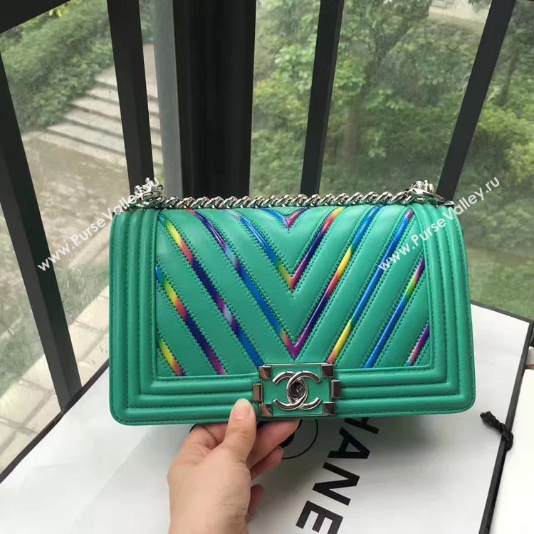 Chanel A67086 lambskin le boy handbag green bag 6162