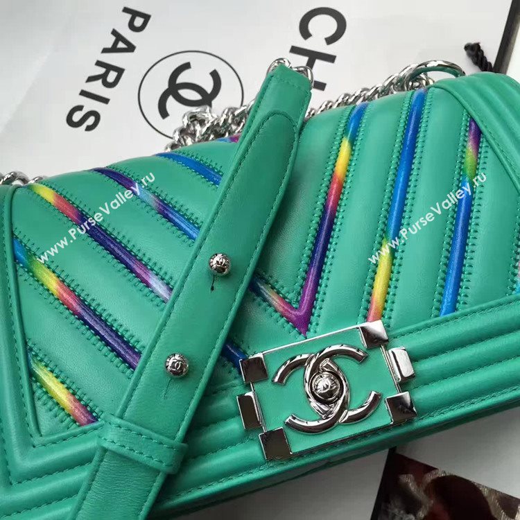 Chanel A67086 lambskin le boy handbag green bag 6162