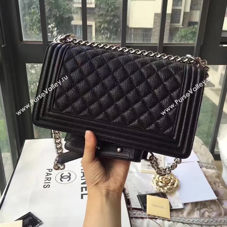 Chanel A67086 deerskin le boy handbag black bag 6163