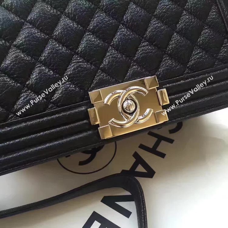 Chanel A67086 deerskin le boy handbag black bag 6163