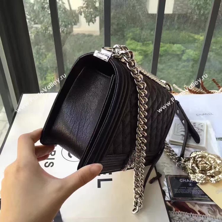 Chanel A67086 deerskin le boy handbag black bag 6163