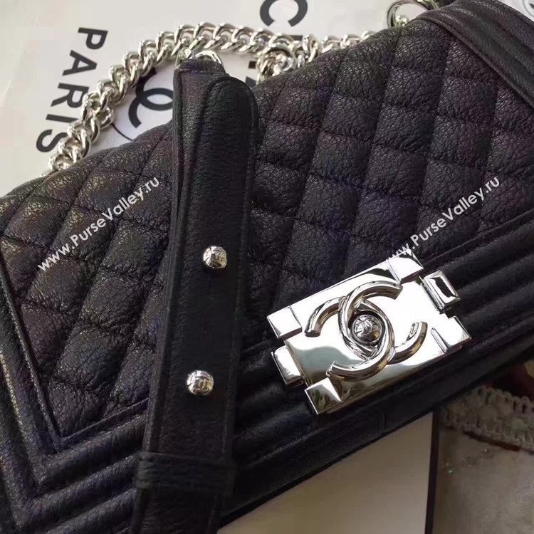 Chanel A67086 deerskin le boy handbag black bag 6163