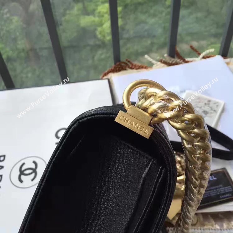 Chanel A67086 deerskin le boy handbag black bag 6164