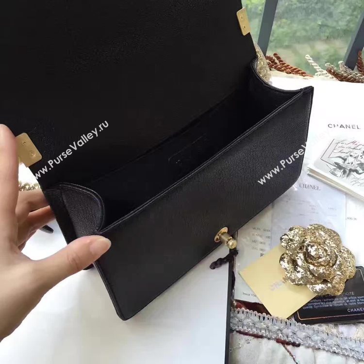 Chanel A67086 deerskin le boy handbag black bag 6164