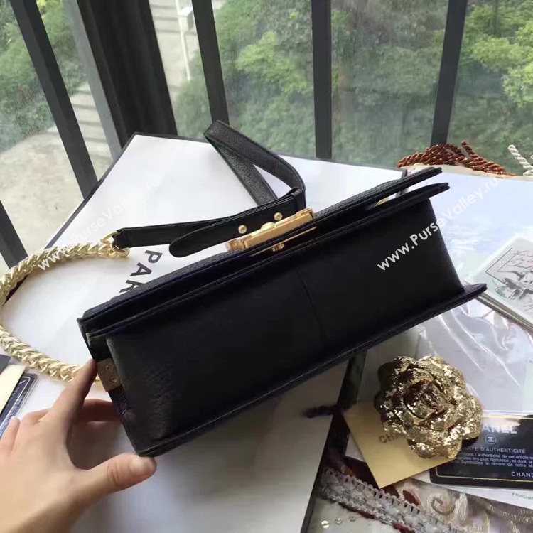 Chanel A67086 deerskin le boy handbag black bag 6164