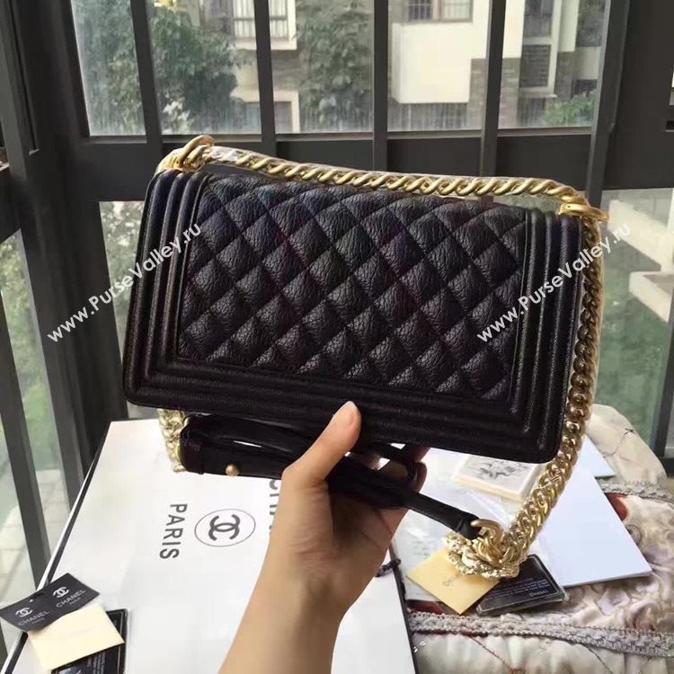 Chanel A67086 deerskin le boy handbag black bag 6164