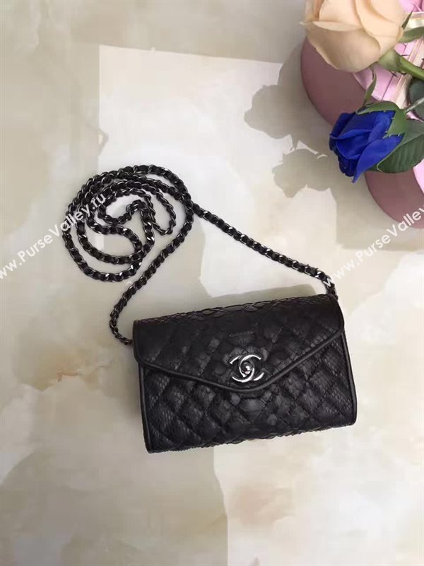 Chanel A80115 python small shoulder handbag black bag 6165