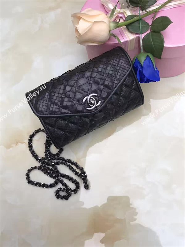 Chanel A80115 python small shoulder handbag black bag 6165