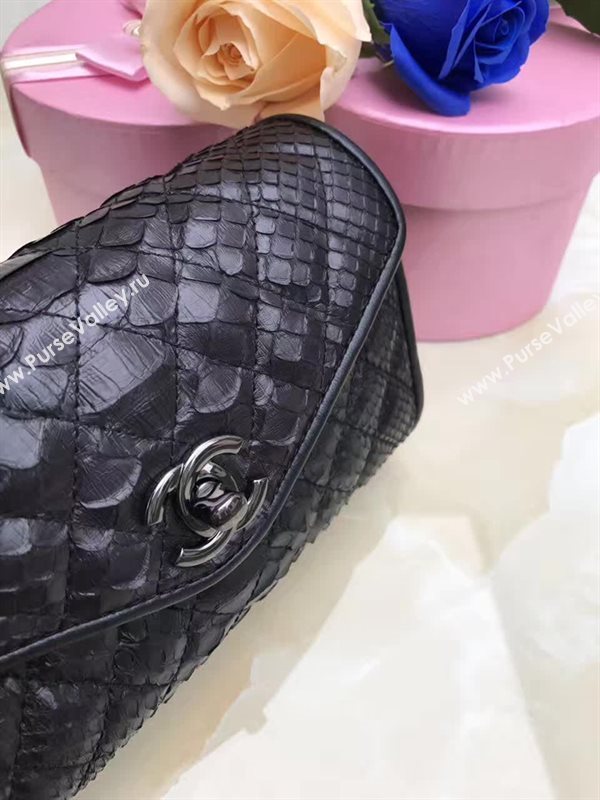 Chanel A80115 python small shoulder handbag black bag 6165