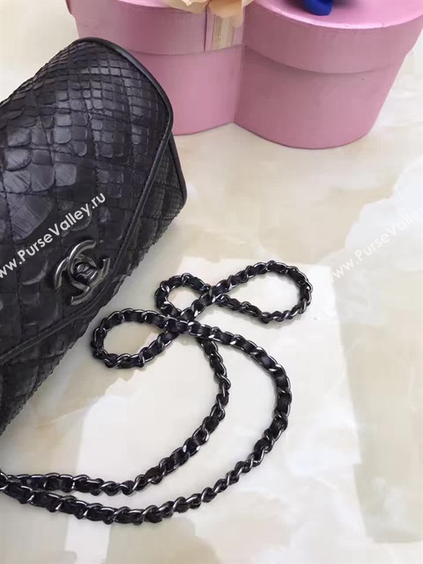 Chanel A80115 python small shoulder handbag black bag 6165