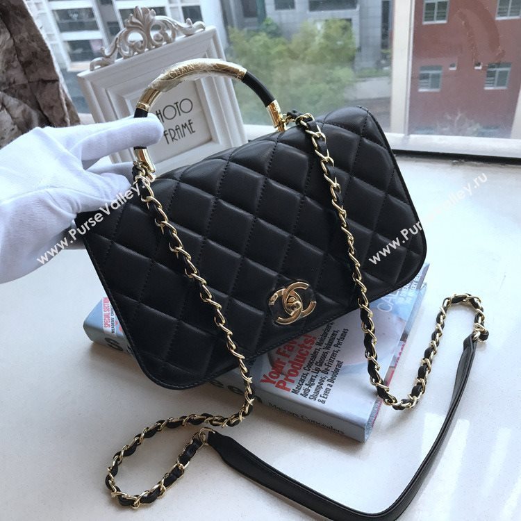 Chanel A93752 flap shoulder handbag black bag 6166