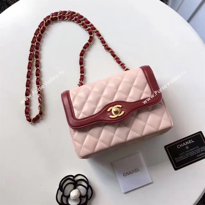 Chanel lambskin new 17cm flap pink shoulder bag 6167