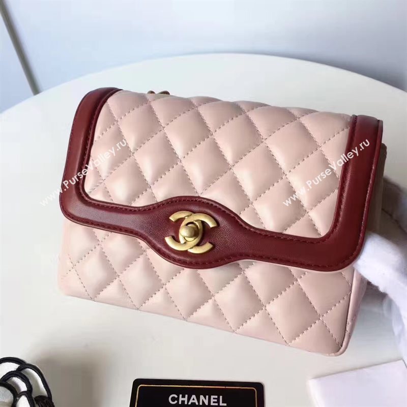 Chanel lambskin new 17cm flap pink shoulder bag 6167