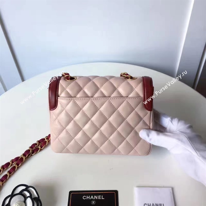 Chanel lambskin new 17cm flap pink shoulder bag 6167