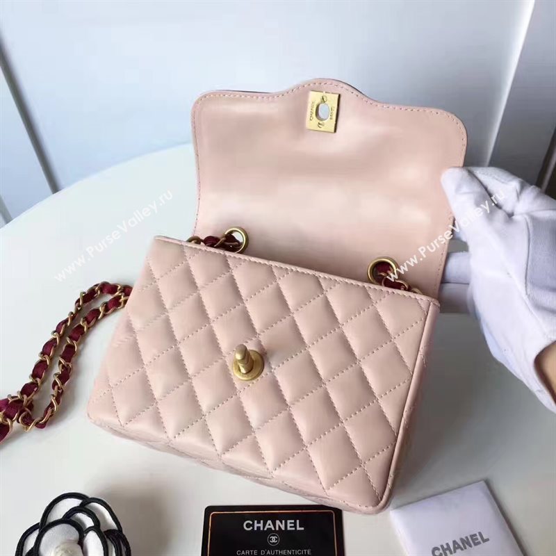 Chanel lambskin new 17cm flap pink shoulder bag 6167