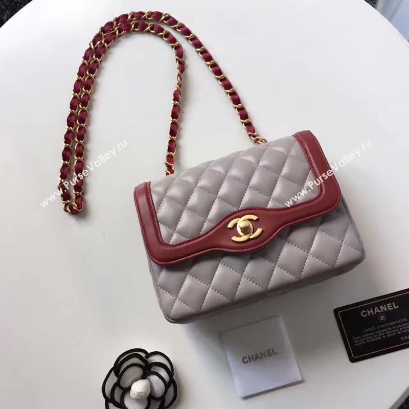 Chanel lambskin new 17cm flap gray shoulder bag 6168