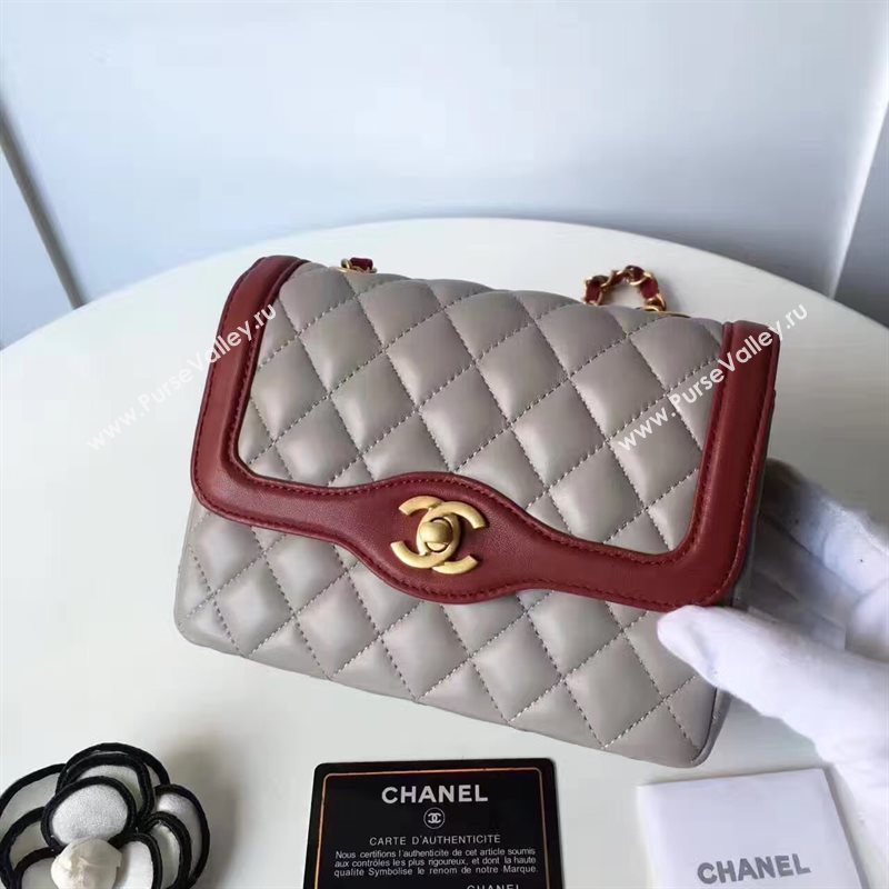 Chanel lambskin new 17cm flap gray shoulder bag 6168