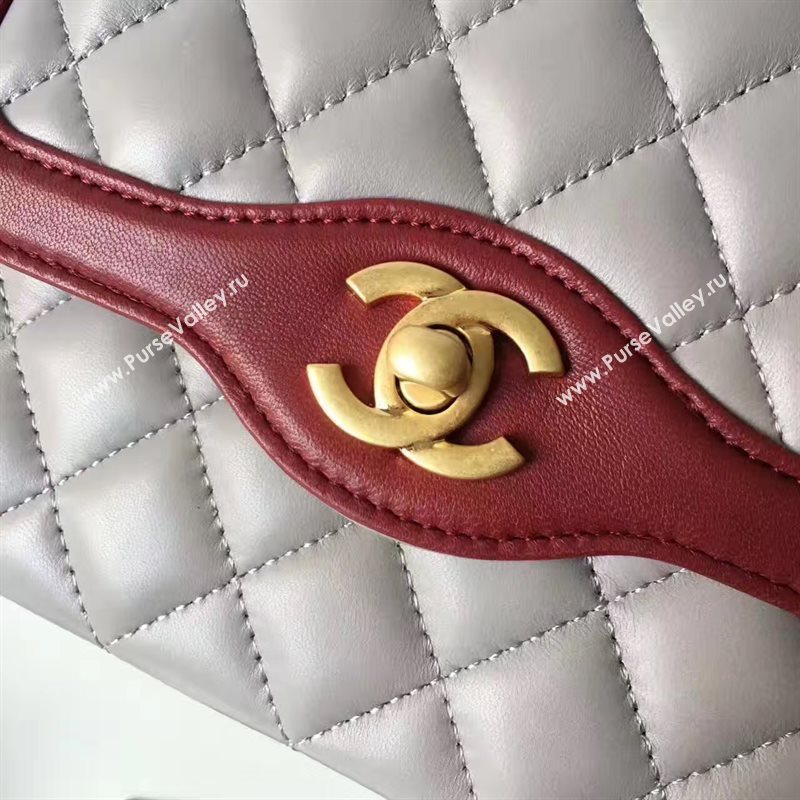 Chanel lambskin new 17cm flap gray shoulder bag 6168