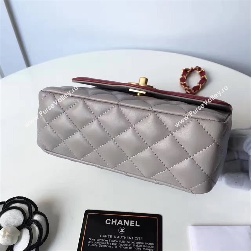 Chanel lambskin new 17cm flap gray shoulder bag 6168
