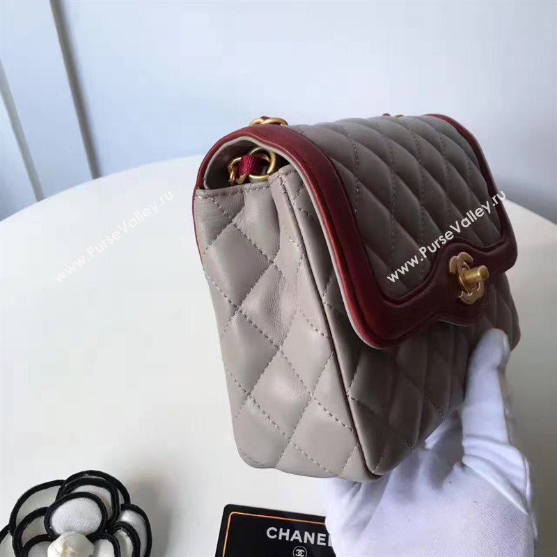 Chanel lambskin new 17cm flap gray shoulder bag 6168
