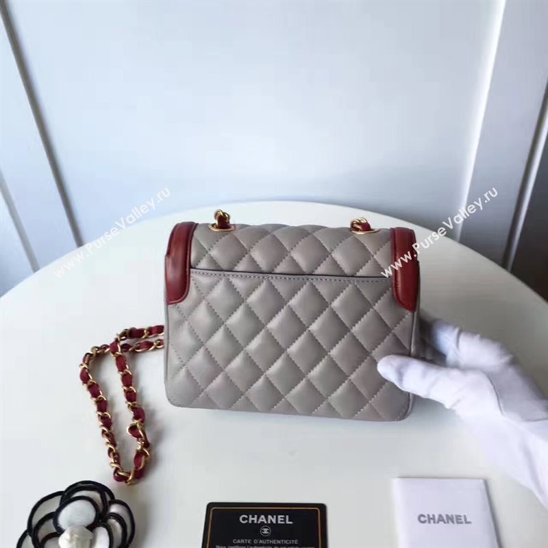 Chanel lambskin new 17cm flap gray shoulder bag 6168