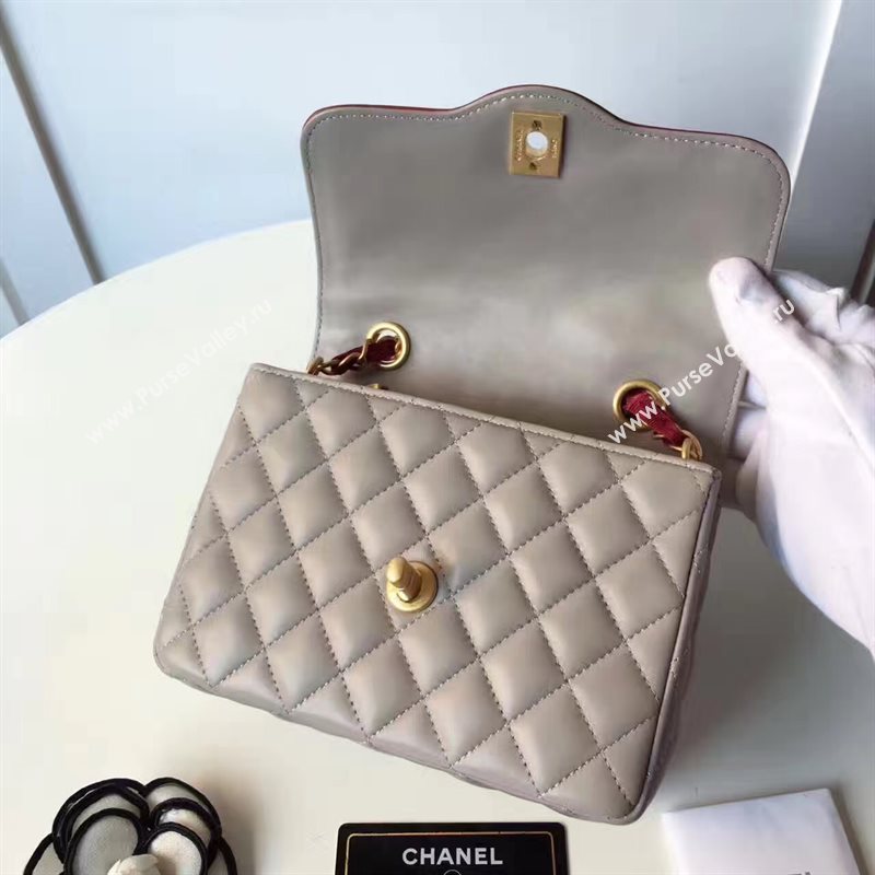 Chanel lambskin new 17cm flap gray shoulder bag 6168