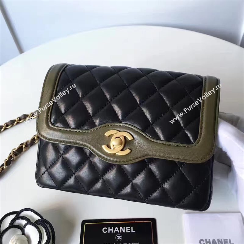 Chanel lambskin new 17cm flap black shoulder bag 6169