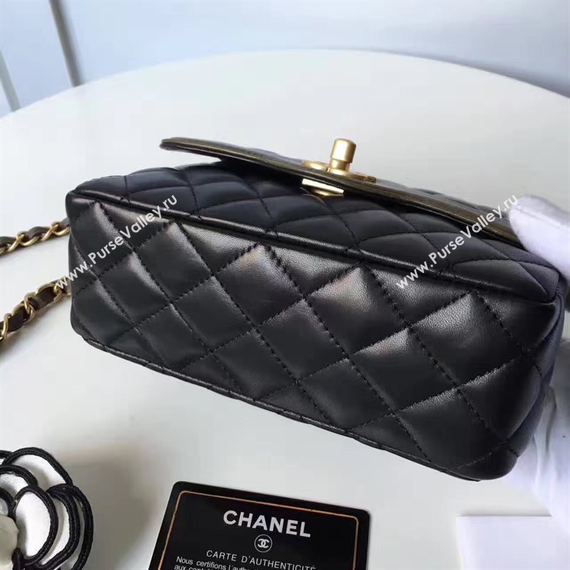 Chanel lambskin new 17cm flap black shoulder bag 6169