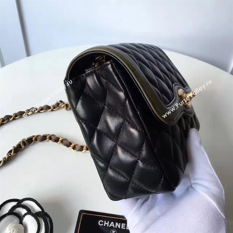 Chanel lambskin new 17cm flap black shoulder bag 6169