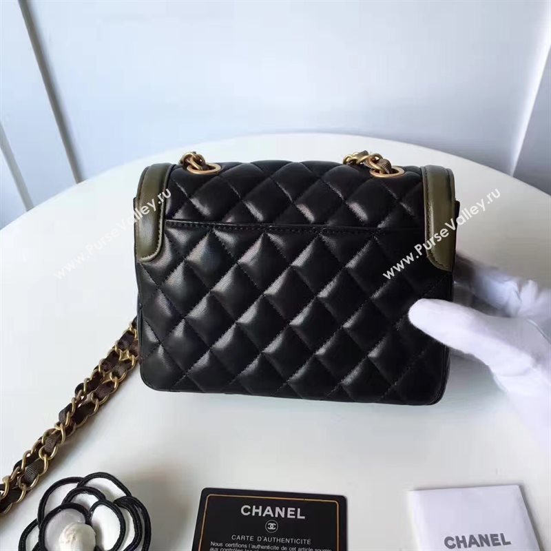 Chanel lambskin new 17cm flap black shoulder bag 6169