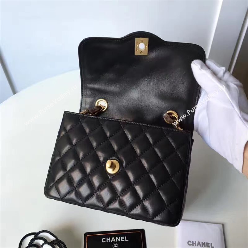 Chanel lambskin new 17cm flap black shoulder bag 6169