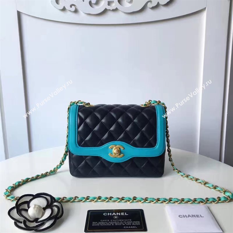 Chanel lambskin new 17cm flap black shoulder bag 6170