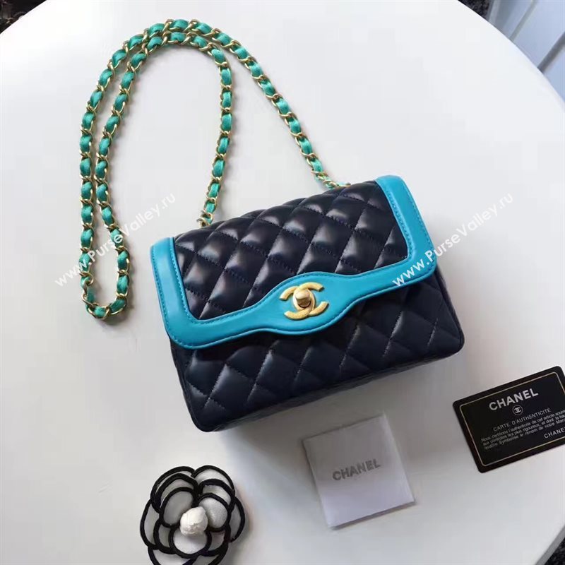 Chanel lambskin new 17cm flap black shoulder bag 6170