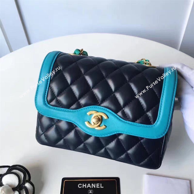 Chanel lambskin new 17cm flap black shoulder bag 6170