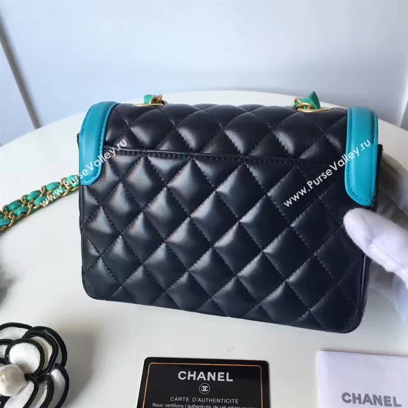 Chanel lambskin new 17cm flap black shoulder bag 6170
