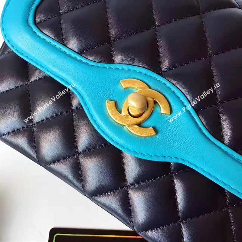 Chanel lambskin new 17cm flap black shoulder bag 6170