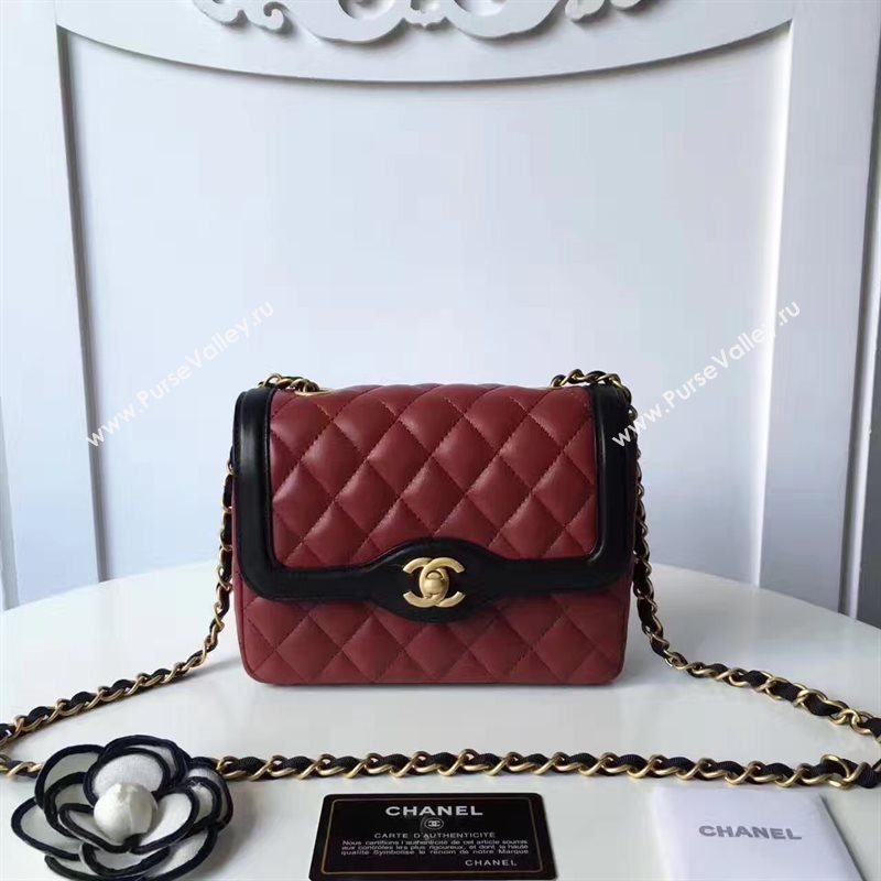Chanel lambskin new 17cm flap wine shoulder bag 6171