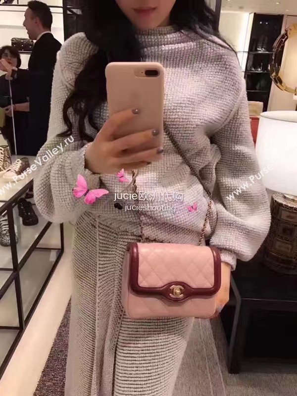 Chanel lambskin new 17cm flap wine shoulder bag 6171