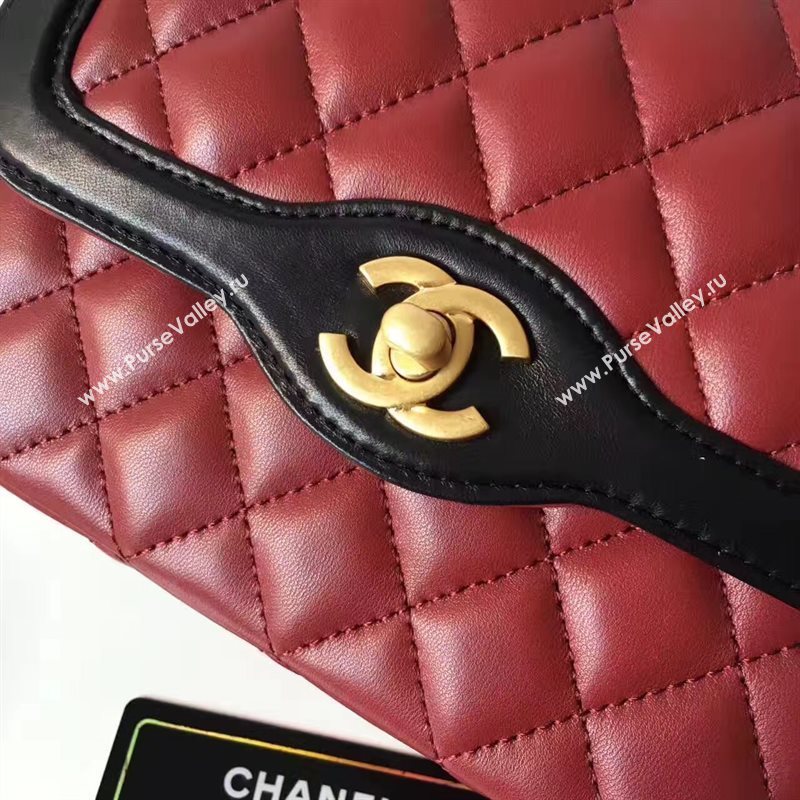 Chanel lambskin new 17cm flap wine shoulder bag 6171