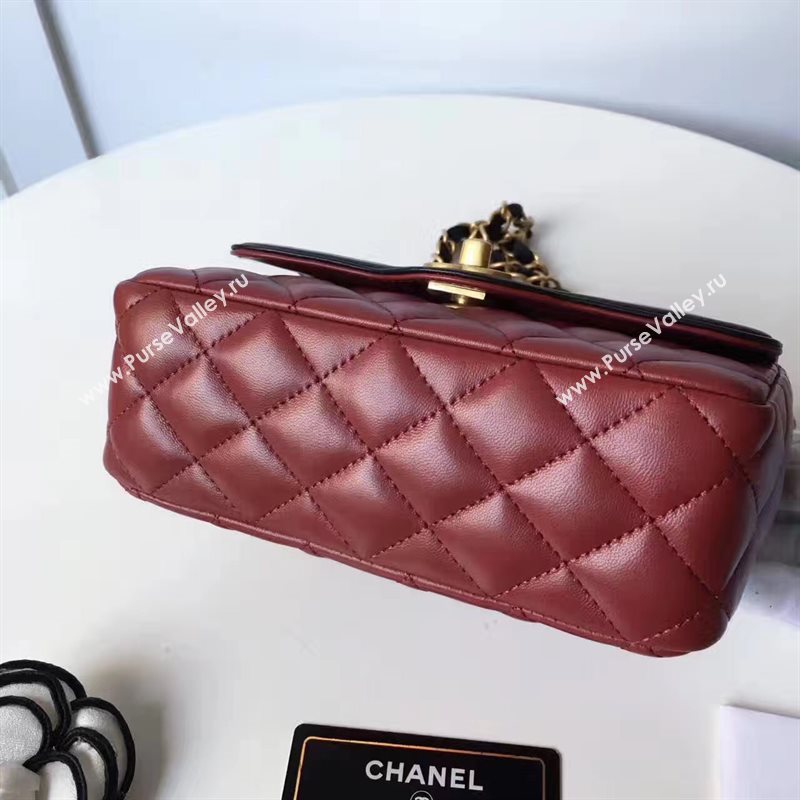 Chanel lambskin new 17cm flap wine shoulder bag 6171